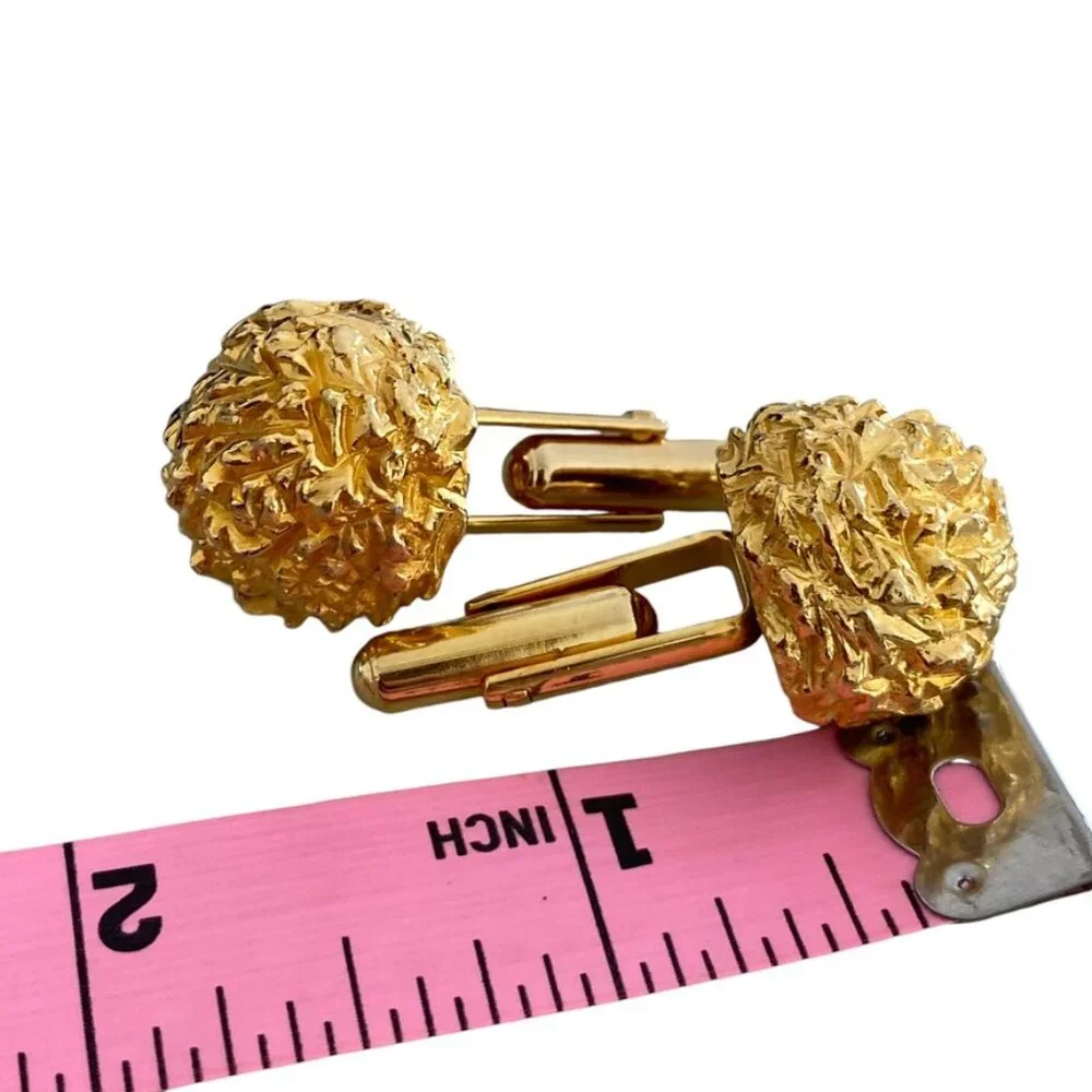 Unisex Gold platted gold nugget cufflinks exceptional domed Vintage